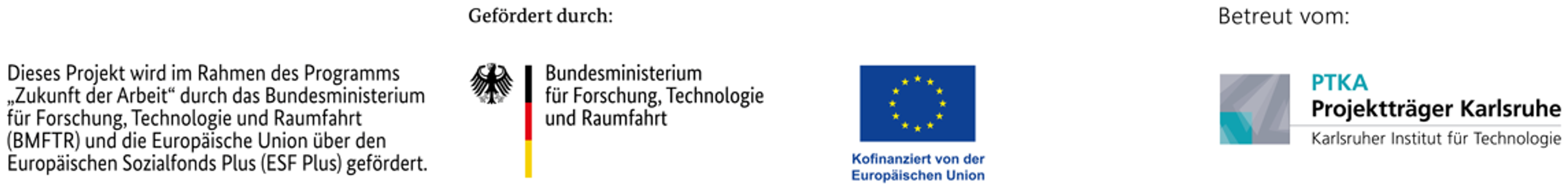 Förderung durch BMBF, ESF Plus und Europäische Union - Betreut durch PTKA